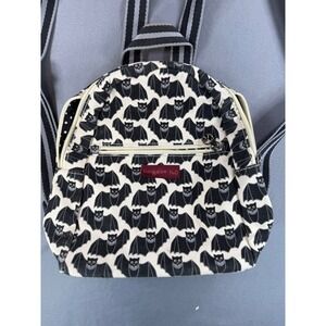 NWOT Bungalow 360 Bat Print Mini Backpack Vegan Canvas  Polka Dot Lining